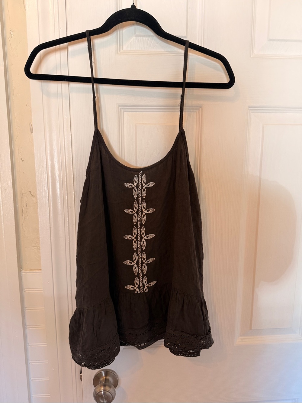 Mossimo Supply Co. Brown Embroidered Spaghetti Strap Camisole Top